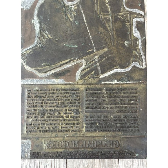 General Motors ‘Job ￼Opportunities’ Metal Letterpress Printing Press Plate GM - Picture 4 of 15